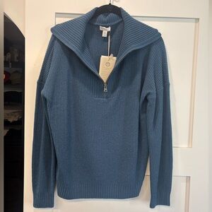 Cashmere Garnet Hill Blue Half-Zip Sweater - NWT medium
